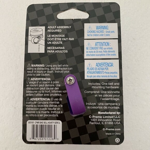 Bike Bell Pink Purple Double HEARTs C-PREME RASKULLZ New girls - Picture 3 of 3